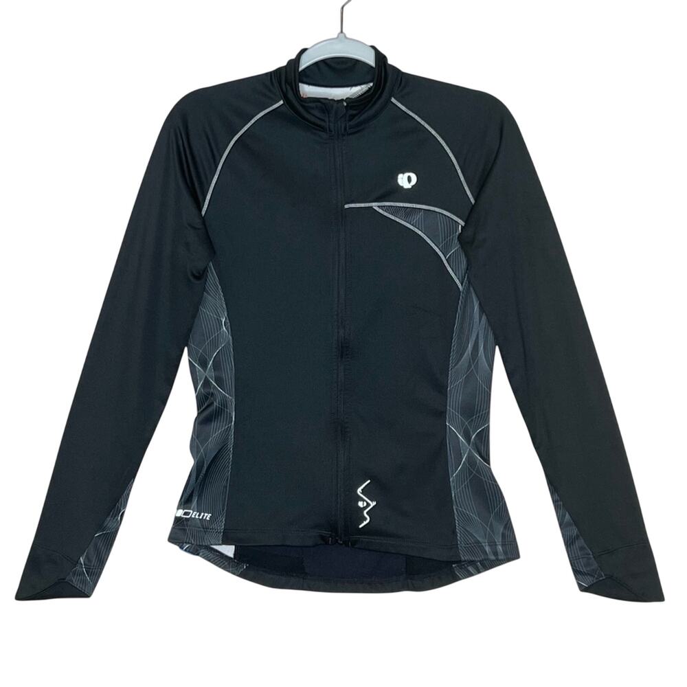 Pearl Izumi Womens Elite Cycling Jacket Size M Black Grey Geometric Panel Biking